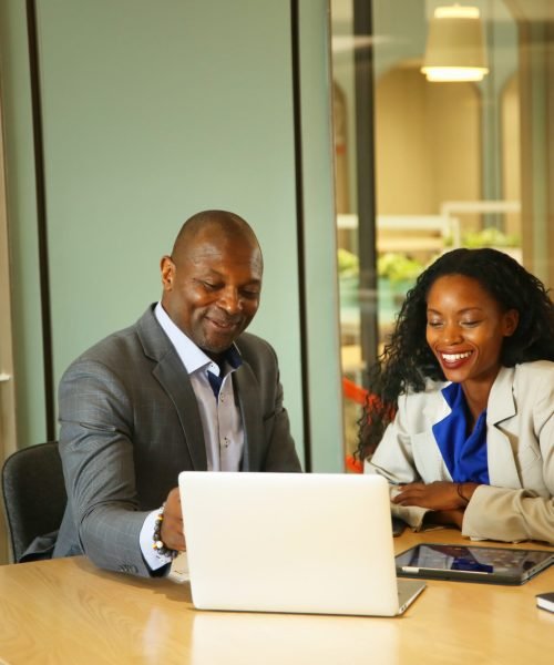 Business people in the workplace are discussing a working strategy for doing business